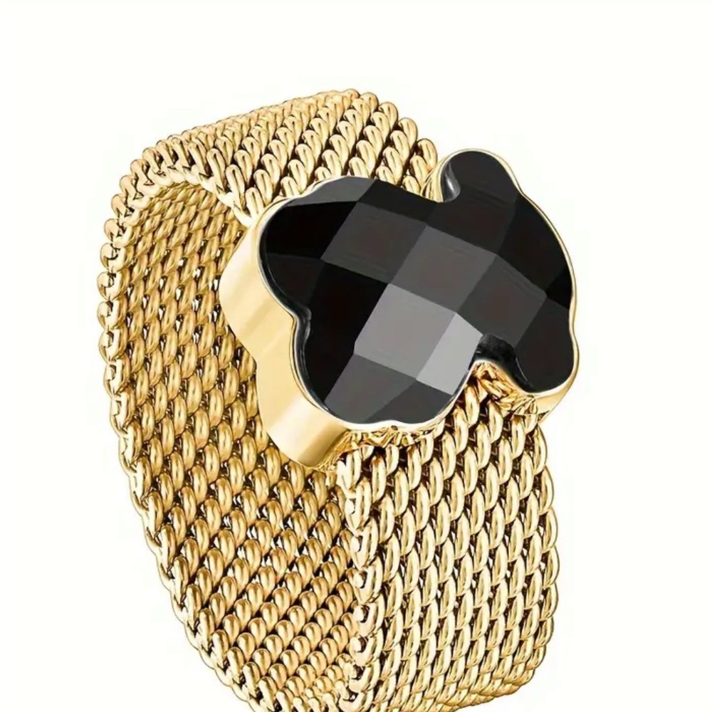 18KGold plated and Black bear Ring